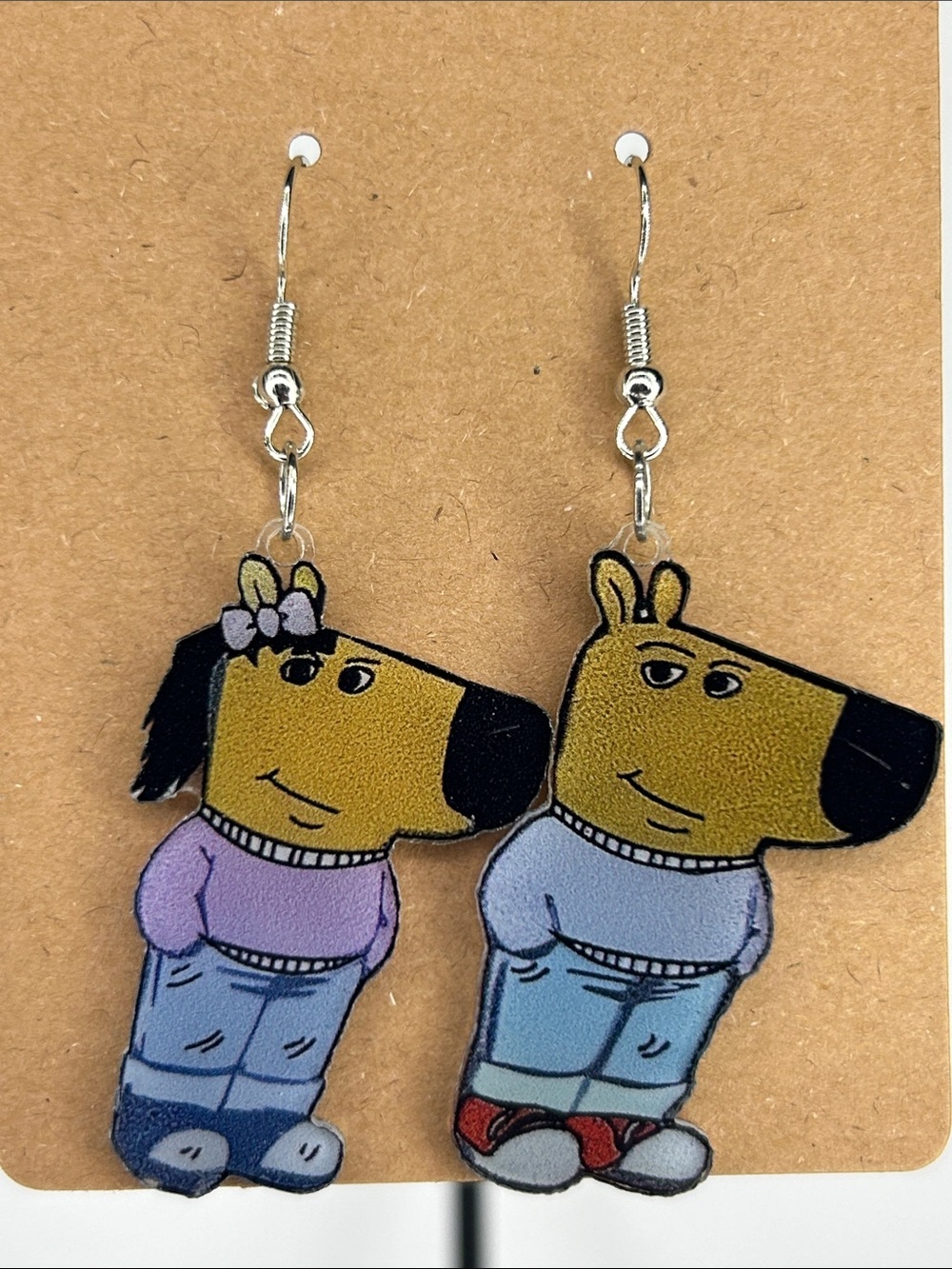 Cute Chil Guy And Gal Cartoon Dog Earrings Fashion Jewelry